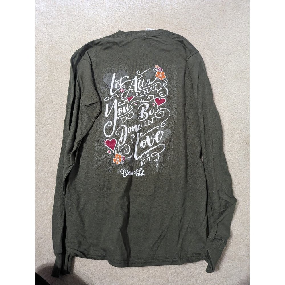 Blessed girl long sleeve shirt let all you do done in love flowers 1 corin 16